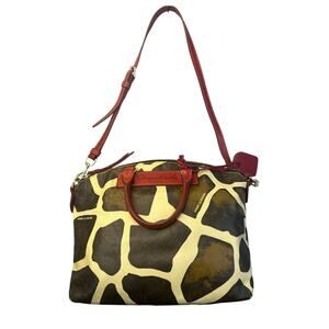 Dooney & Bourke Giraffe Satchel Coated Canvas Red Trim Y2K Gorpcore Whimsigoth